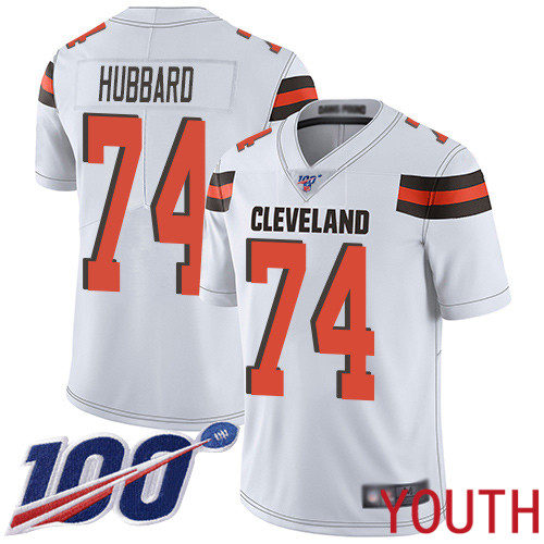 Cleveland Browns Chris Hubbard Youth White Limited Jersey #74 NFL Football Road 100th Season Vapor Untouchable